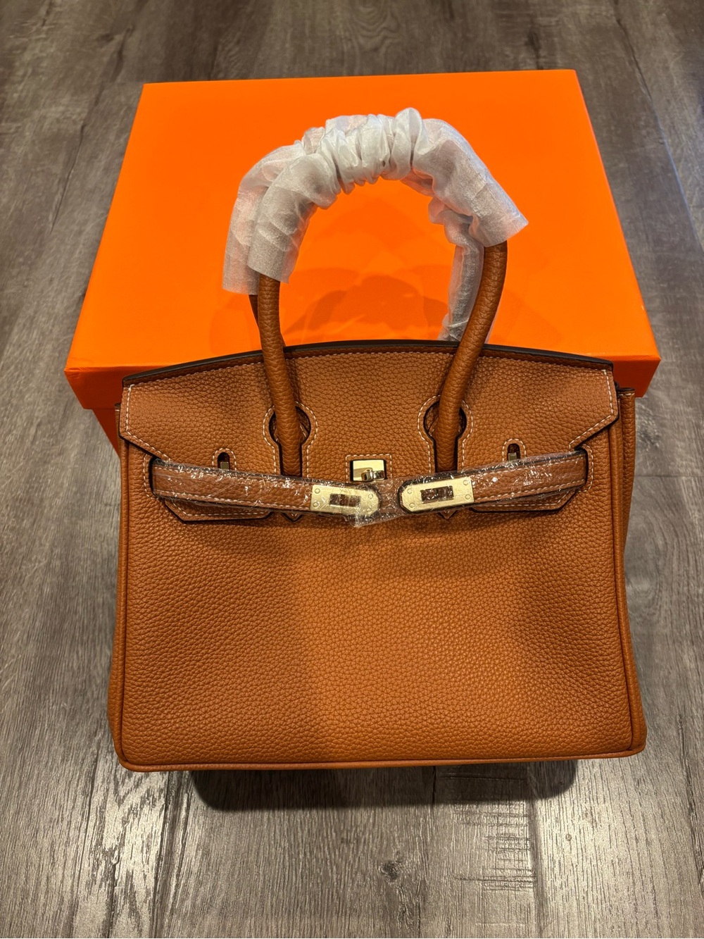 👜 Cognac Brown PU Leather Top-Handle Handbag